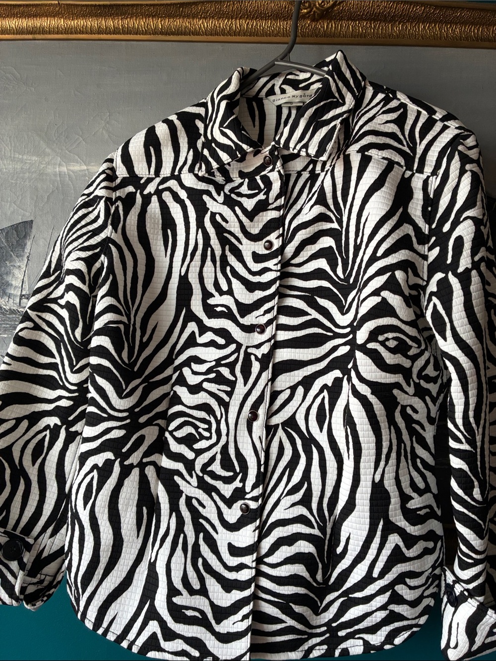 Bianca Nygård Zebra Print Textured Statement Jacket, Vintage Size 12